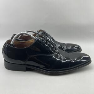 Grenson Tuxedo Shoes Men Size 11 F US, 10 UK Black Patent Leather Comfort Oxford